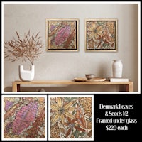 four framed pieces of art on a wall